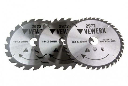 TCT cirkelzaagblad 184 mm 3-delig 20 + 24 + 40 tands